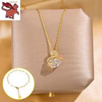 ราคา ทองคำแท้ 96 5 สร้อยทอง18kแท้ ประกายเพชรหงส์สร้อยคอผู้หญิงหรูหราออกแบบจี้กระดูกไหปลาร้าโซ่ ของขวัญวันเกิด (21520515434)