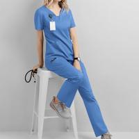 ราคา n57h Womens Medical Uniform Scrubs Set 5 Pockets Medical Scrubs Top Pants V Neck Top Drawstring Pants Doctor Nursing Suits Work Cloth Breathable Stretch Comfortable New (9733742623)