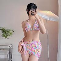 ราคา บิกินี่ 3 ชิ้น ชุดว่ายน้ำ bikini ลายดอกไม้ สวยและเซ็กซี่ พร้อมส่งจากไทย 0252 (21644585601)