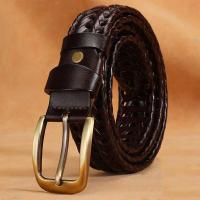 ราคา HOT11 แท้ผู้ชายหนังถักเข็มขัด Webbing คุณภาพสูง Hand Vintage เข็มขัดผู้ชายหัวเข็มขัด Cal สำหรับกางเกงยีนส์สายคล้อง (20457672364)
