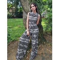 ราคา ชุดเช็ตลายช้าง กางเกงเอวยืด กับเสื้อคอจีน ลายช้างสีดำ (21519080121)