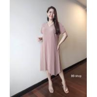 ราคา Fashion Pleat Dress แฟชั่นอัดพลีท เดรสสาวอวบ แฟชั่นสาวอวบ เดรสยืดFeeesize ชุดเดรสสีพื้น เดรสสีสุภาพใส่ทำงาน (19986010273)