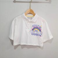 ราคา เสื้อครอปโปโล เสื้อยืดคอกลมเเขนสั้น ลายสายรุ้ง ผ้าคอตตอน ผ้ายืด ใส่สบาย เสื้อแฟชั่นผู้หญิง (20766794754)