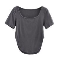 ราคา เสื้อรัดรูป คอกลม แต่งชายโค้ง สีพื้น แวกข้างนิดๆโชว์เซ็กซี่ ผ้านิ่มผ้ายืด A4 (19683971200)