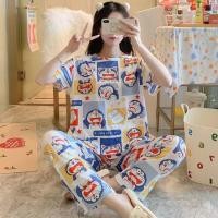 ราคา ส่งเร็วพิเศษ มาใหม่ ชุดนอน เสื้อแขนสั้น กางเกงขายาว คอตตอนผสมการ์ตูน ขนาดใหญ่ ผ้านิ่มมาก กระดุมหน้าคอปก อก42 ฟรีไซส์ DC (21612200826)