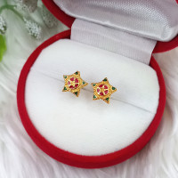 ราคา ต่างหูปักก้านลงยา ต่างหูแฟชั่น ต่างหูทอง แบบเสียบ ต่างหูแบบก้าน ทองไมครอน ใส่อาบน้ำได้ งานสวยพร้อมส่ง ฟรีถุงกำมะหยี่ (14199164431)