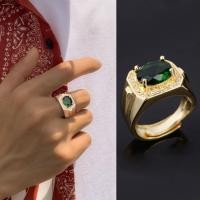 ราคา แหวนผู้ชายพังค์ชุบทองมรกตไทเทเนียมสีเขียวแหวนหินเพทายเครื่องประดับแฟชั่น (19758369470)