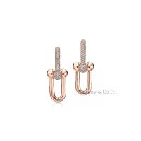 ราคา Tiffany Co Tiffany Hardwear ต่างหู Link ขนาดบวกสีเหลือง กุหลาบ ขาว 18k ทองประดับเพชร Pave ต่างหูออกแบบแบรนด์หรู (21576112071)