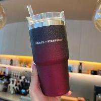 ราคา Starbuck แก้ว Starbuck STANLY Stanley สีดำดอกกุหลาบสีแดงเข้มสีฟ้าสแตนเลสแก้วพร้อมหลอด Starbuck 2022 Line Starbuck (14261208735)