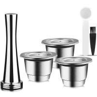 ราคา Capsules Reusable Stainless Steel 3 Pieces Refillable Pads for Nespresso 1 Tamper 1 Spoon 1 Brush (17394506090)
