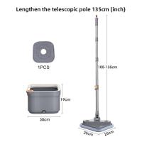 ราคา ไม้ถูพื้น ถังถูพื้นพร้อมถังปั่น ไม้ม็อบถูพื้น แบบสี่เหลี่ยม Spin Mop ถังแยกน้ำสะอาด สกปรก ผ้าถู (21630574668)