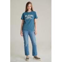ราคา Mc jeans เสื้อยืดแขนสั้นผู้หญิง คอกลม สีฟ้าเข้ม MTSZC12 (21784650991)