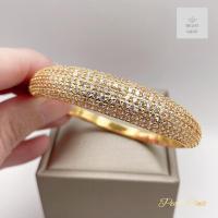 ราคา กำไลเพชรออกงานกำไลเพชรฝังจิกหน้าทองตัวเรือนสีทอง รอบวง20cm (21522949964)