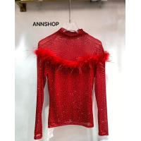 ราคา พร้อมส่ง5สี เสื้อซีทรูประดับกริตเตอร์ เเต่งขนนกฟรุ้งฟริ้ง (21717735172)