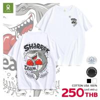 ราคา OK Apparel เสื้อยืดคอกลมสกรีนลายฉลาม ผ้าคอนตอนUSA100 OVERSIZE (21412037025)