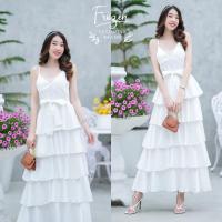 ราคา D22 009 Maxi Dress แม็กซี่สายเดี่ยวสายปรับได้ ผ้าฟซาร่า (14592848708)