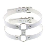 ราคา Ready Stock Goth white PU Leather Heart Round punk Choker chains Necklace For Women Spike Rivet leash Neck Collar cosplay gothic Jewelry (18473581396)