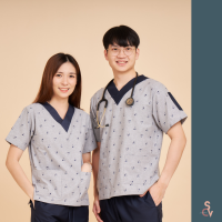 ราคา scrubvet เสื้อสครับลายบลูเทอเรีย เฉพาะเสื้อ (21394529927)
