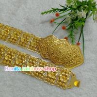 ราคา เข็มขัดเส้นใหญ่เครื่องประดับชุดไทยสีทอง สายพิกุล CM0022 (21396240967)