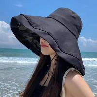 ราคา หมวกบังแดดปีกกว้างหมวกชาวประมงหมวกบังแดดยางสีดำผู้หญิงหมวกบังแดดอเนกประสงค์กลางแจ้งพับได้ (21715662033)