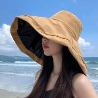ราคา หมวกบังแดดปีกกว้างหมวกชาวประมงหมวกบังแดดยางสีดำผู้หญิงหมวกบังแดดอเนกประสงค์กลางแจ้งพับได้ (21715662037)