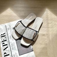 ราคา รองเท้าแตะพื้นนุ่ม ผ้าทวิต รองเท้าแฟชั่นแบบสวมผู้หญิง รองเท้าแตะเรียบหรู เบอร์ 36 40 รหัส SH02 ชาแนลทวิต (17168684345)