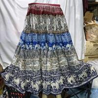 ราคา กระโปรงยาว กระโปรงผ้าต่อ กระโปรงมัดย้อม สไตล์โบว์ฮีเมึ่ยน (21730541508)
