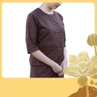 ราคา ชุดปฏิบัติธรรมสีน้ำตาล ยี่ห้อรัตนาภรณ์ ชุดปฏิบัติธรรมสีกรัก เสื้อ ผ้าถุง สไบ (15936735088)