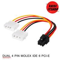 ราคา สายแปลง สาย Y สายต่อ IDE Dual Molex ออก 6 Pin PCI E VGA สำหรับการ์ดจอ สายไฟเลี้ยงการ์ดจอ 6 Pin สายแปลง Molex 2 หัว ออก 6 Pin PCI E (11809174435)