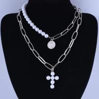ราคา สร้อยคอแฟชั่น จี้ไม้กางเขน จี้เหรียญ ประดับมุก สไตล์หรูหรา Luxury Pearl Cross (14508467671)