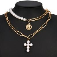 ราคา สร้อยคอแฟชั่น จี้ไม้กางเขน จี้เหรียญ ประดับมุก สไตล์หรูหรา Luxury Pearl Cross (14508467672)