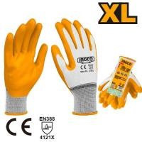 ราคา INGCO ถุงมือเคลือบยางไนไตร รุ่น HGNG04 Nitrile gloves ถุงมือยาง (21639411264)