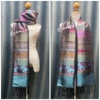 ราคา ผ้าคลุมไหล่ ผ้าพันคอผ้าไหมเทียมลายช้าง งานมาใหม่ (21587397501)