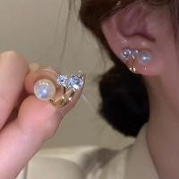 ราคา ต่างหูมุกเรียบง่าย หูปั้นเงินนิเคอิสีเทา ดีไซน์มีเพชรและหมีแพนด้า (21569581125)