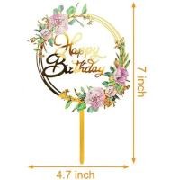 ราคา ป้ายปักเค้ก ป้ายวันเกิด ป้ายปักเค้กอะคริลิค ป้าย happy birthday สีทอง (14740002955)