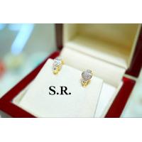 ราคา S R ต่างหูทองฝั่งเพชรรูปหัวใจเพชรเม็ดละ 1 ตังค์ ขาวสวยไฟดีน้ำ 100 พร้อมใบรับรองสินค้าเคลือบทองคำแท้ 100 (21580161933)
