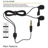 ราคา Comica CVM D02B ปกแบบมีสายแบบสองหัวคอนเดนเซอร์ไมโครโฟนไมโครโฟนสวมรอบคอกล้องไมค์โทรศัพท์ Lav สองทิศทางรอบทิศทาง 3 5มม TRS (16330635778)