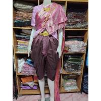 ราคา ชุดไทยเสื้อชายเว้าแขนสั้นสไบอินเดีย (21419014727)