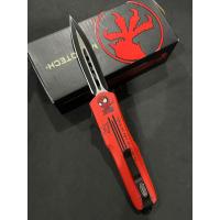 ราคา มีดสปริงตรงmicrotech สีแดง และสีดำลายสวย มีดสปริงออโต้ มีดพับเดินป่า (21324343343)