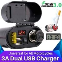 ราคา Motorcycle Waterproof USB Charger Socket Voltmeter Adapter Dual Socket for Apple Android DevicesMotorbikeBoatCarect (21828820889)