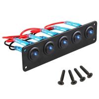 ราคา Rocker Switch Panel with 5 On Off Pre Wired Toggle Switches for 12V 24V Car Vehicle Trailer Truck SUV Marine Boat RV Ship (17655993373)