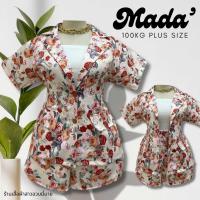 ราคา Plus size ชุดเซ็ท2ชิ้นกึ่งทางการ เสื้อเบลเซอร์ กางเกงขาสั้นของสาวอวบ ลายดอกวินเทจ รุ่น เซ็ทมาด้า T21 (21676199076)