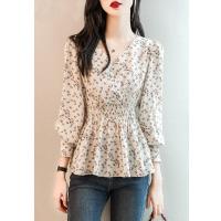 ราคา เสื้อชีฟองลายดอกไม้สำหรับผู้หญิงเสื้อลำลองแขนยาวคอวีเอวบอลลูนใส่ได้หลายโอกาสแฟชั่นใหม่สำหรับฤดูร้อน (21381167760)