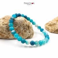 ราคา หินอาเกต หินดวงตาสวรรค์ สีฟ้า Blue Agate 6 มิล หินโมรา หินมงคล หินสี หินนำโชค กำไลหินมงคล กำไลหิน กำไลข้อมือ กำไลหินเสริมดวง (14890340737)