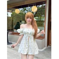 ราคา เสื้อมินิเดรสแขนตุ๊กตาลายดอกผ่าหน้า Nusa Style (21718034056)