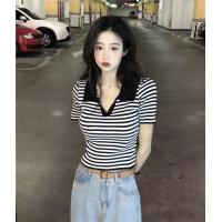 ราคา เสื้อโปโลคอปกแขนสั้นสำหรับผู้หญิงเสื้อครอปฤดูร้อนแฟชั่นสไตล์อเมริกัน (21712853895)