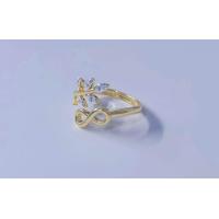 ราคา แหวนใบมะกอก ประดับด้วยเพชรตัวเรือนชุบทอง24K แท้ ปรับขนาดได้ (21125677954)