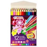 ราคา Horse ดินสอสีไม้ 12 สี แท่งสั้น ตราม้า พร้อมกบเหลาในกล่อง (21386318833)