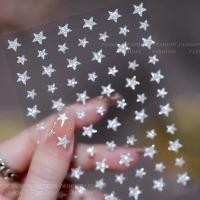 ราคา สติ๊กเกอร์แต่งเล็บ สติ๊กเกอร์แฟลช สติ๊กเกอร์สะท้อนแสง กากเพชร Reflective Glitter 3D Nail Decals Stickers Silver Powder Star Design Laser Love Heart Foils Sparkly Decoration Manicures NEW (12836314895)
