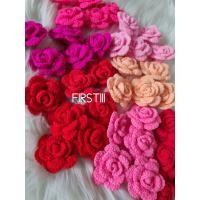 ราคา 1 ดอก ดอกกุหลาบถักไหมพรม 6cm ดอกกุหลาบงานฝีมือ Handcraft DIY (19167127245)